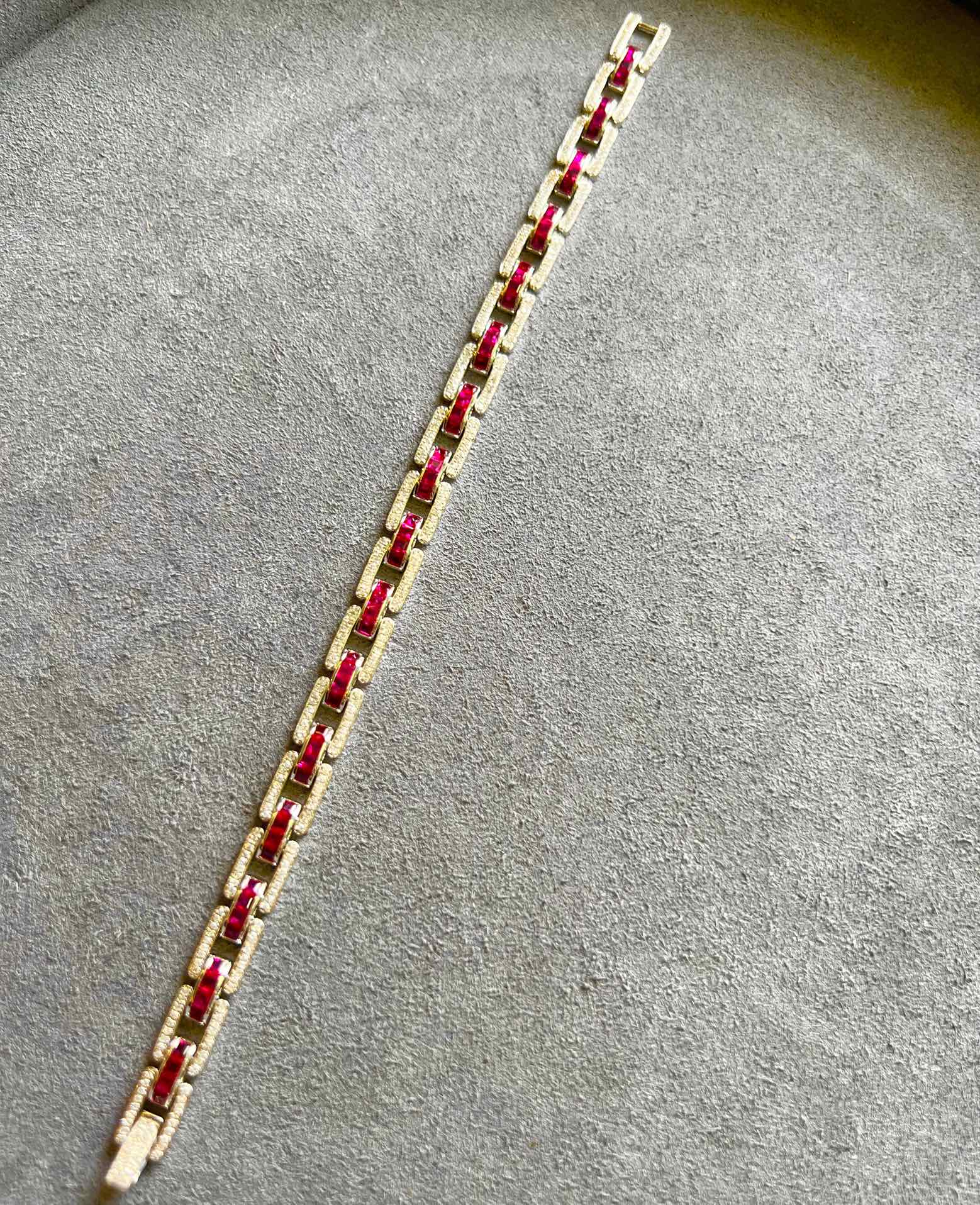 Luxurt Natural Ruby Bracelet with Diamonds, Classic Design, 18K Natural Diamond Bracelet, Wedding Bracelet, Anniversary Bracelet, Gift for you