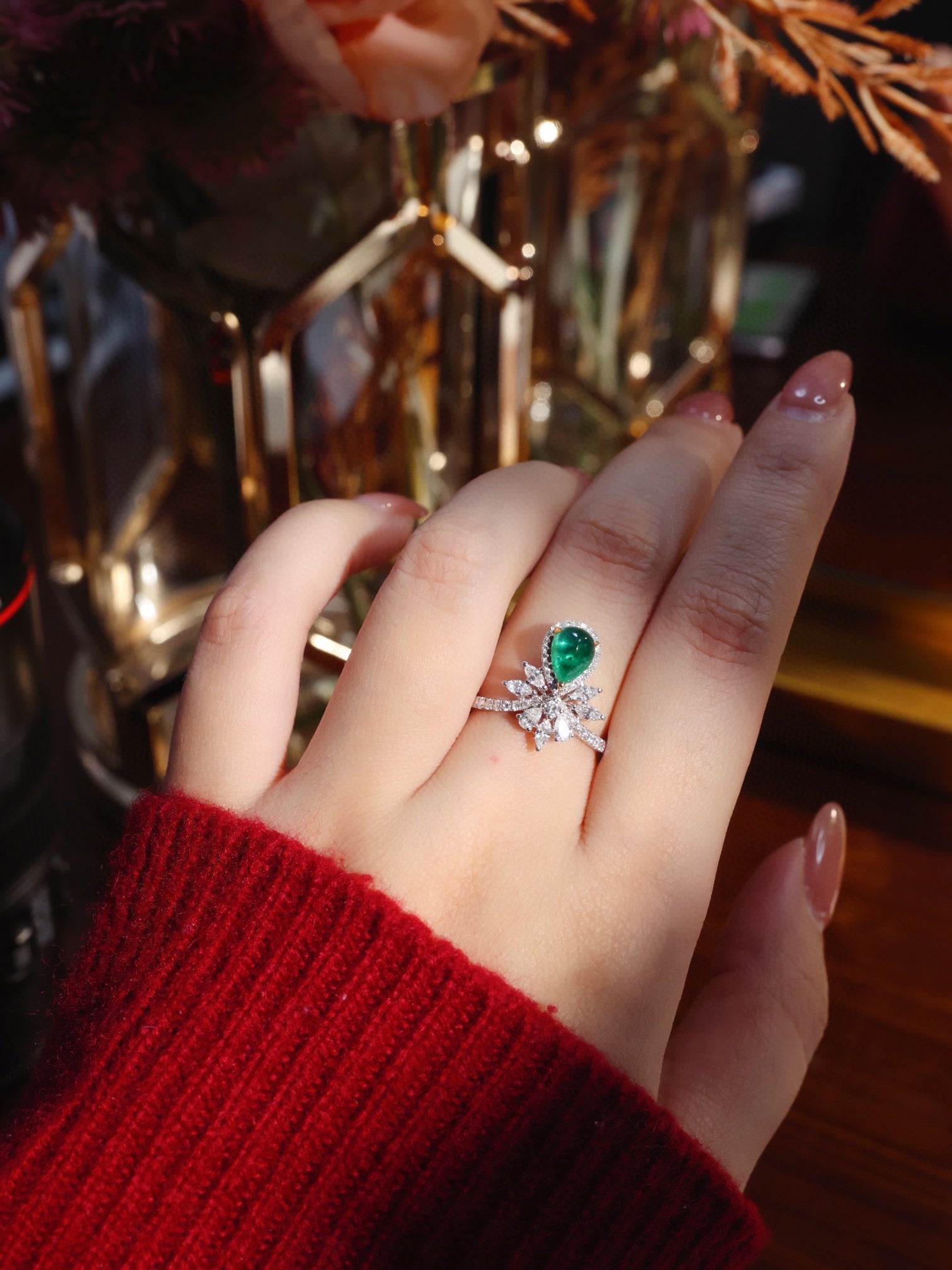 Luxury Natural Emerald Statement Ring, Classic Design, Bridal Ring, Anniversary Ring, Gift for Her