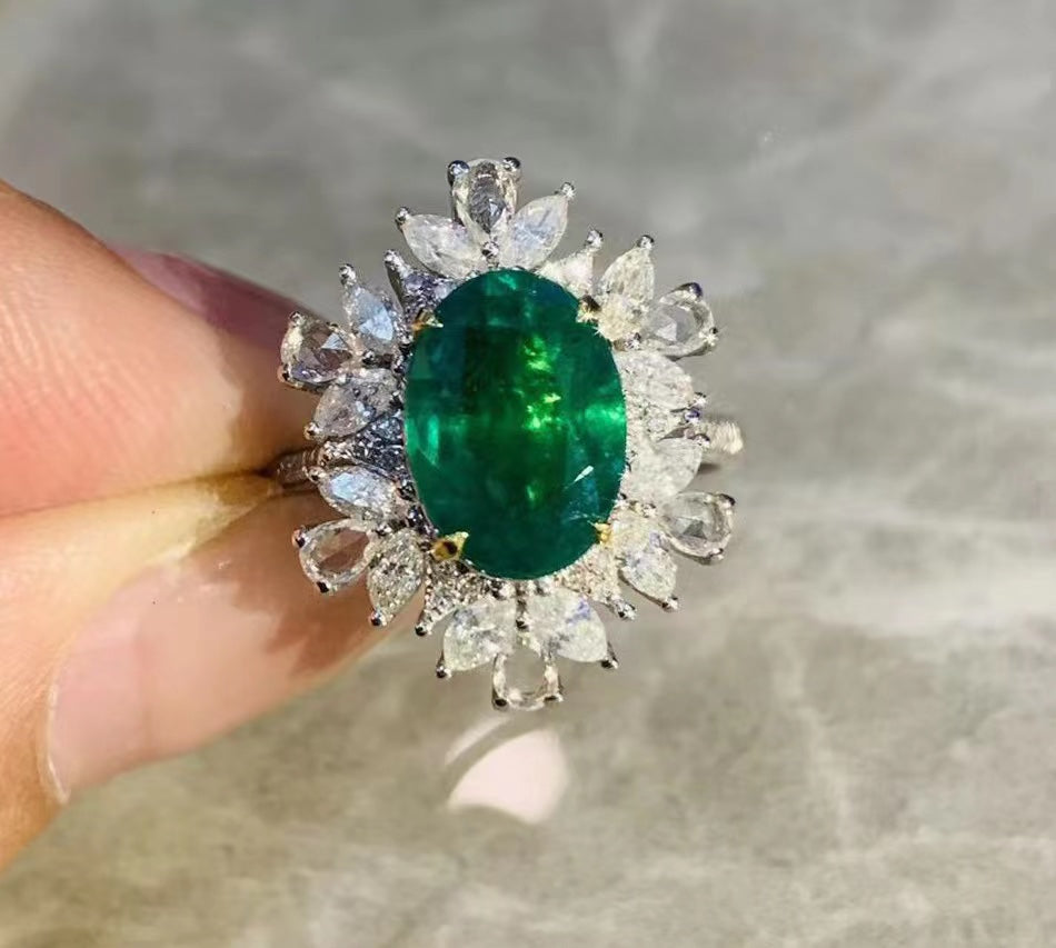 Luxury Natural Emerald Statement Ring and Pendant, Classic Design, Bridal Ring, Anniversary Ring, Gift for Her