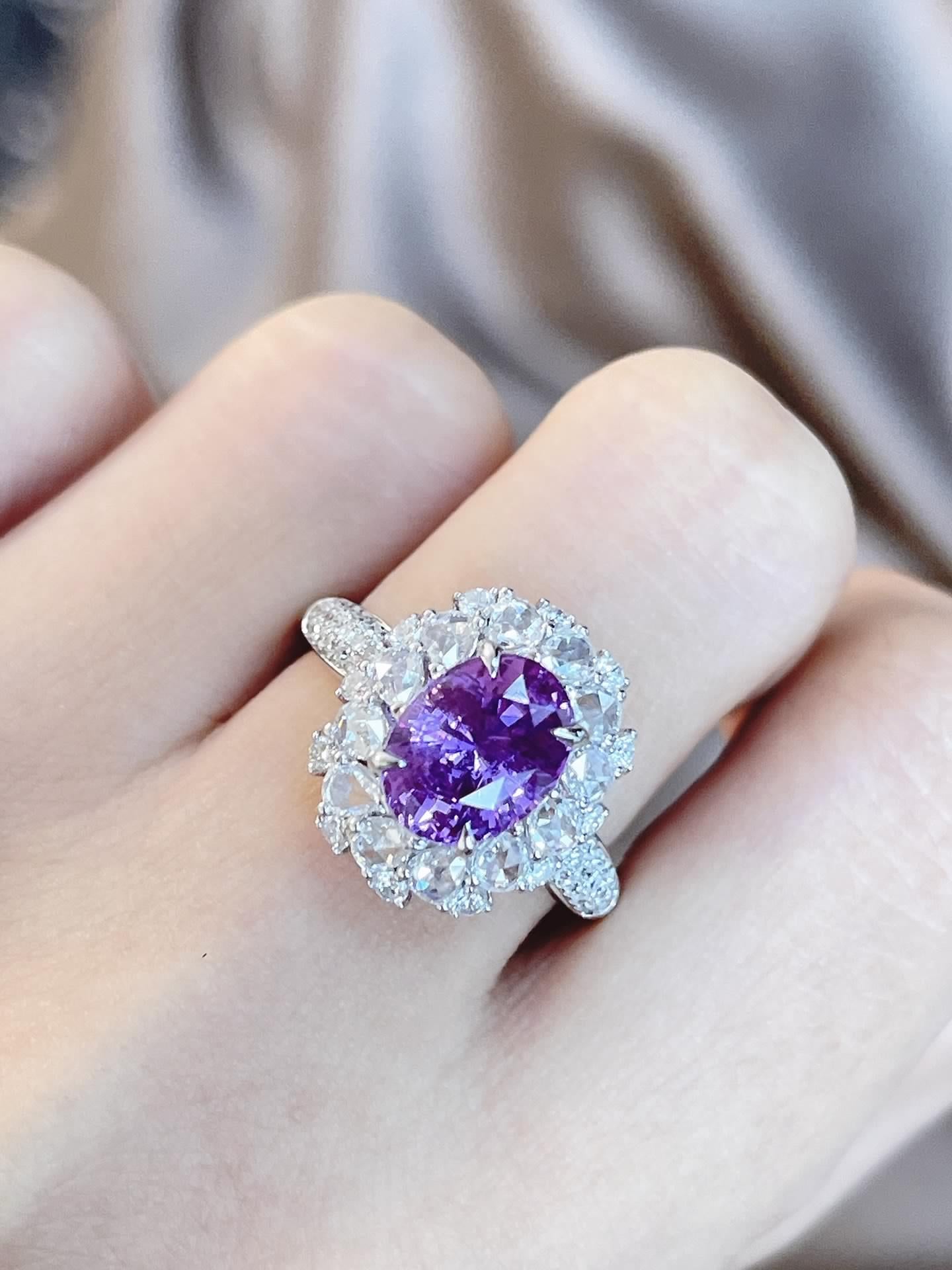 Luxury Natural Purple Sapphire Statement Ring, Unique Design, Bridal Ring, Anniversary Ring, Gift for Her