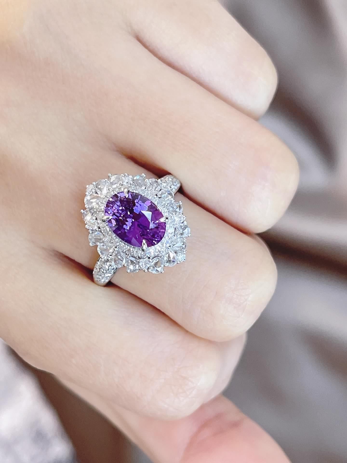 Luxury Natural Purple Sapphire Statement Ring, Unique Design, Bridal Ring, Anniversary Ring, Gift for Her