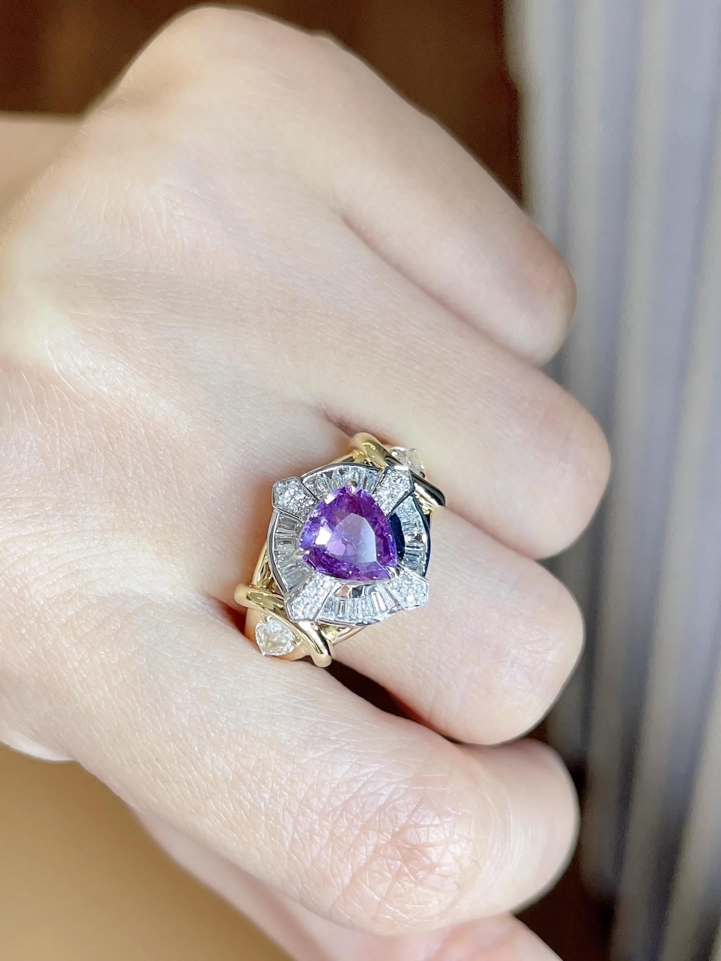 Luxury Natural Purple Sapphire Statement Ring, Unique Design, Bridal Ring, Anniversary Ring, Gift for Her