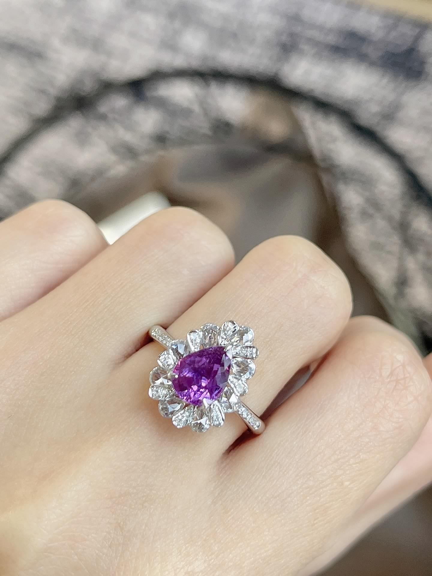 Luxury Natural Purple Sapphire Statement Ring, Unique Design, Bridal Ring, Anniversary Ring, Gift for Her