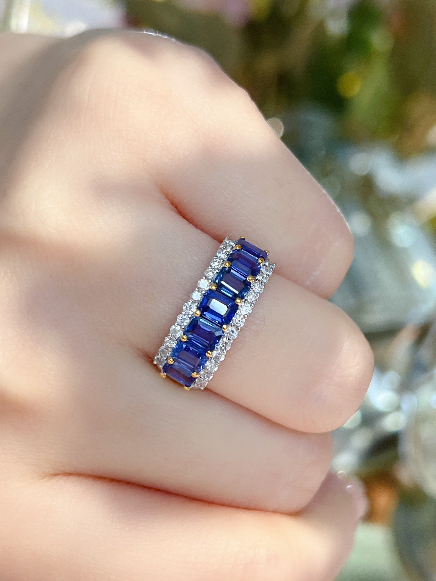 Natural Sapphire Ring with Diamonds, Classic Design, Bridal Ring, Anniversary Ring, Gift for Her