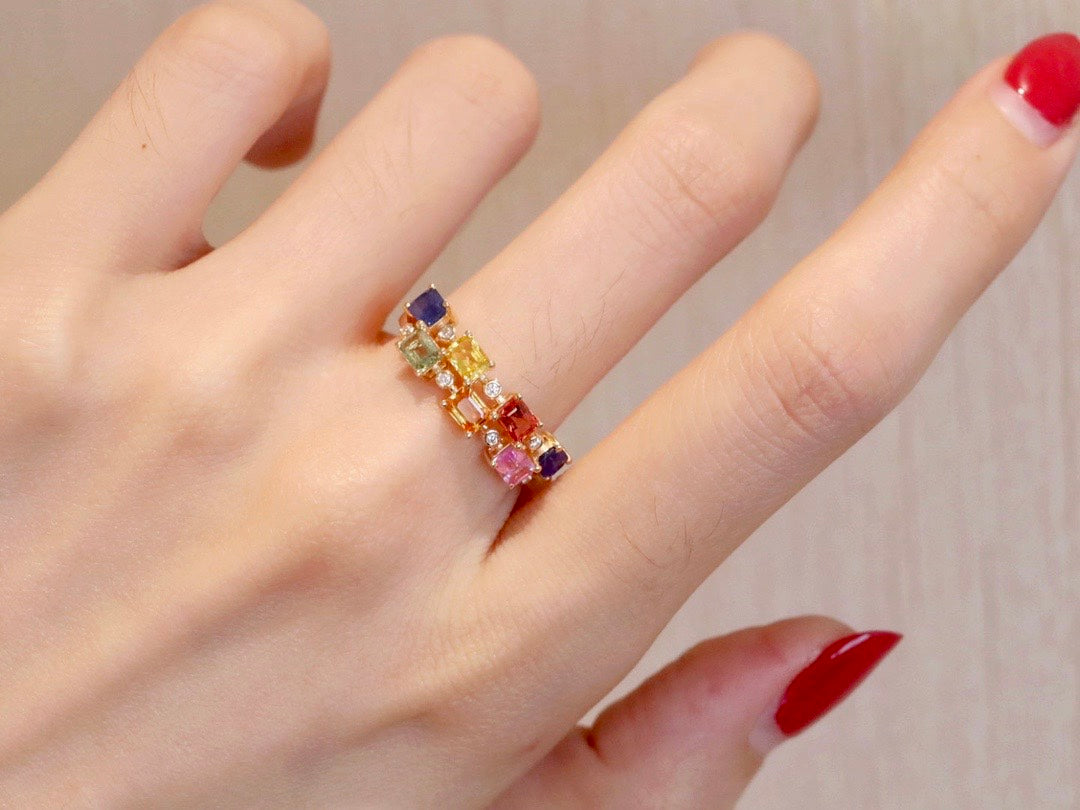 Natural Rainbow Sapphire Ring, Unique Design, Bridal Ring, Anniversary Ring, Gift for Her