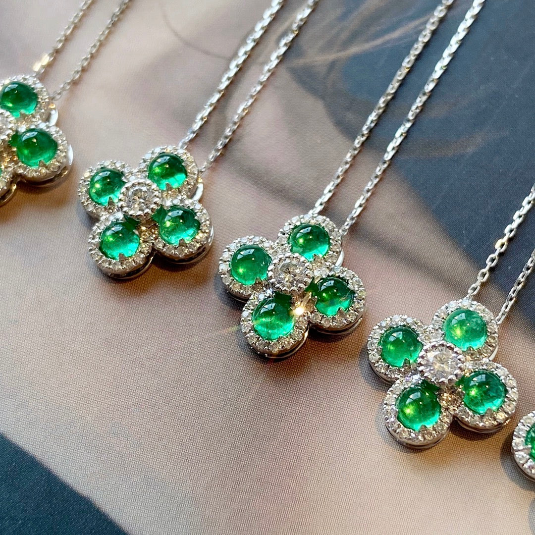 Natural Emerald Necklace, Unique Design, Bridal Necklace, Anniversary Necklace, Gift for Her