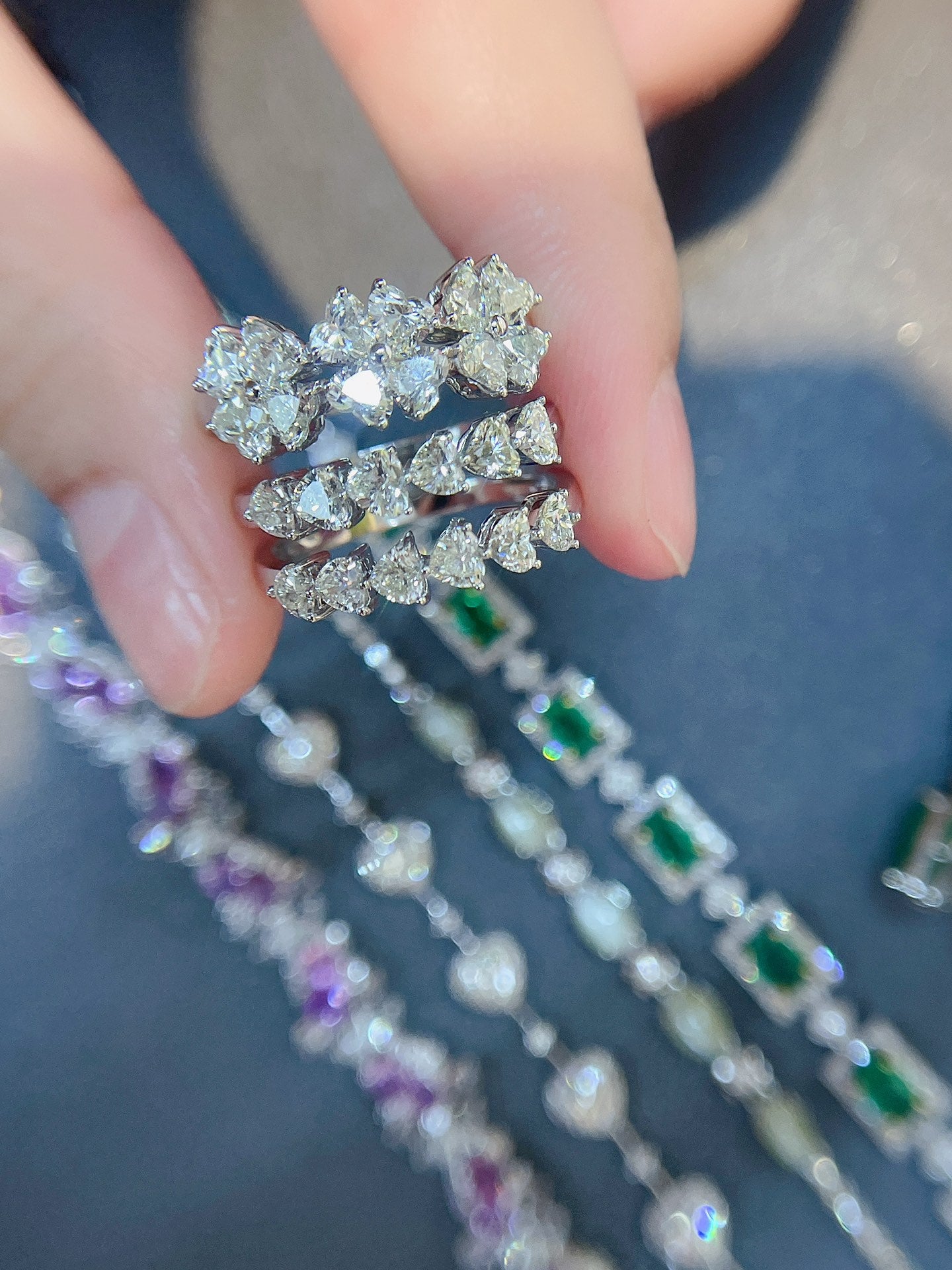 Natural Diamond Pave Ring, Unqiue Floral Design, Bridal Wedding, Anniversary Ring, Gift for Her