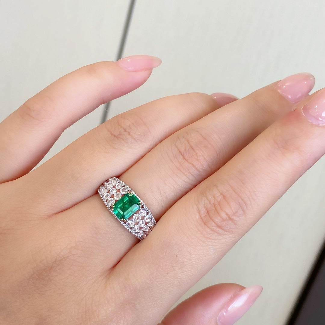 Luxury Natural Emerald Statement Ring, Unique Design, Bridal Ring, Anniversary Ring, Gift for Her