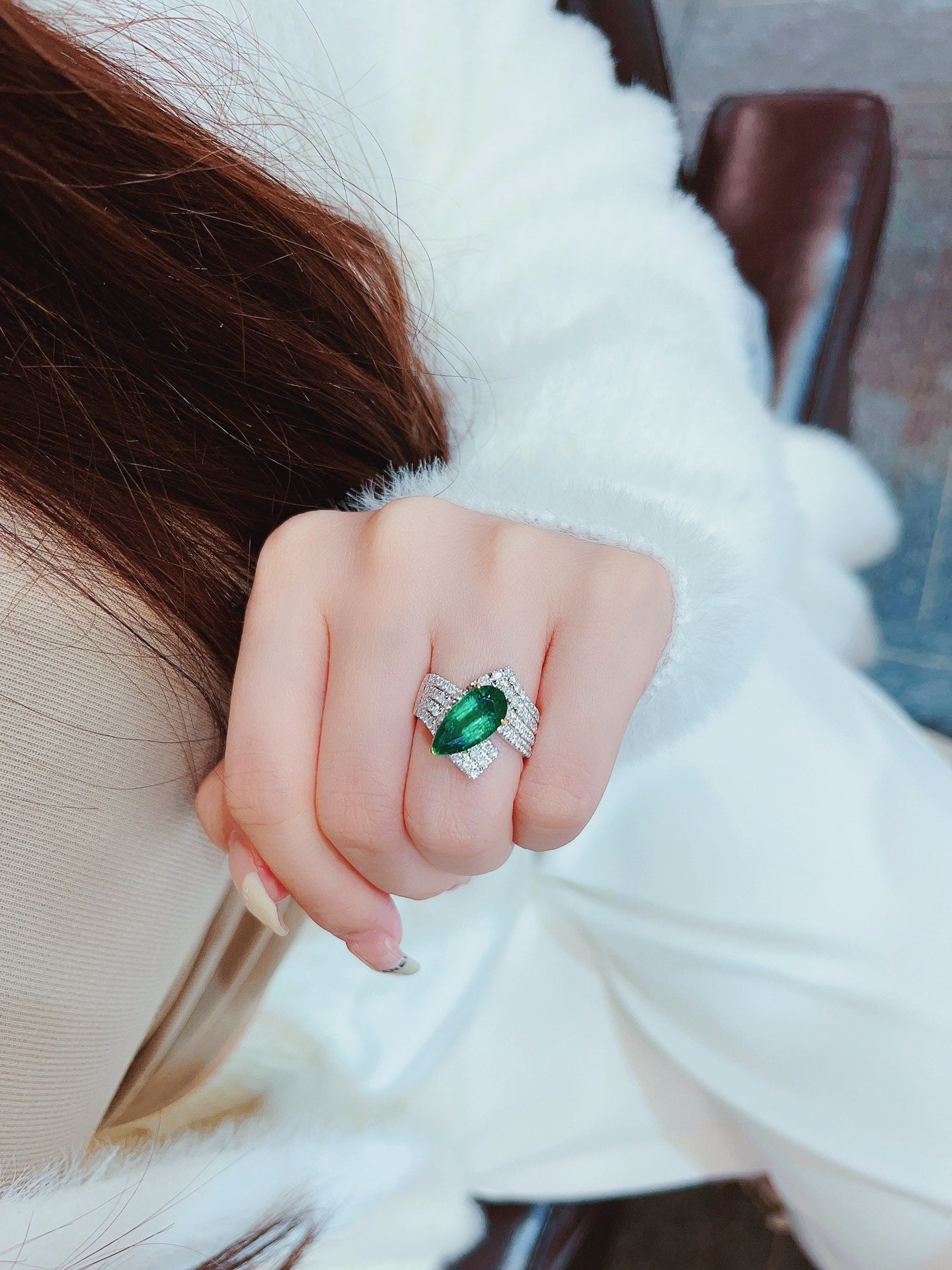 Natural Emerald Statement Ring, Unique Design, Bridal Ring, Anniversary Ring, Gift for Her
