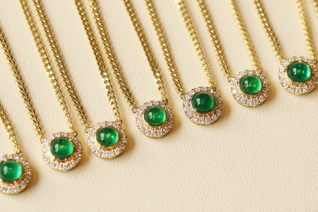 Natural Emerald Necklace, Classic Design, Wedding Necklace, Anniversary Necklace, Gift for her