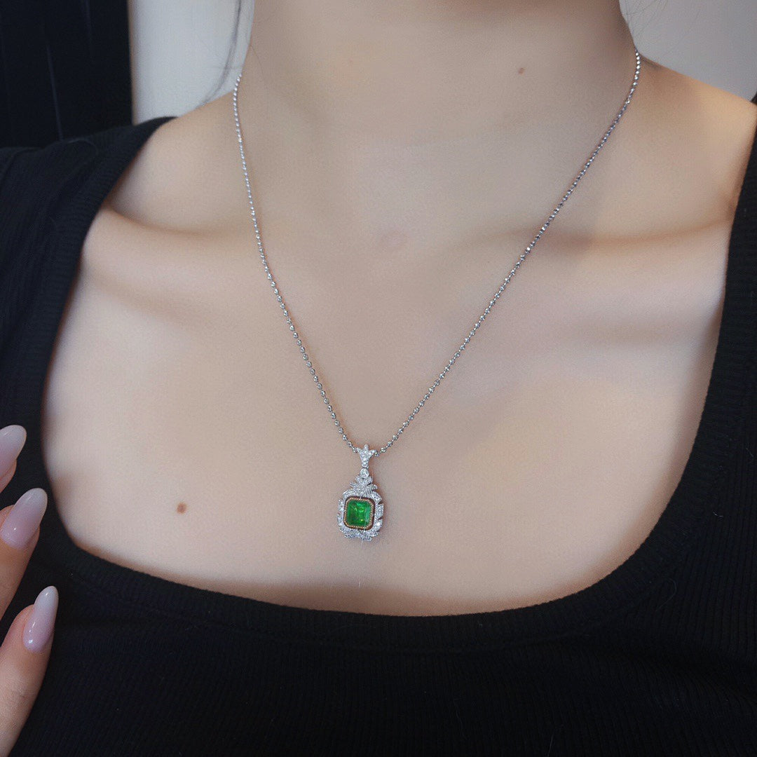 Natural Emerald Pendant, Unique Design, Wedding Necklace, Anniversary Necklace, Gift for her