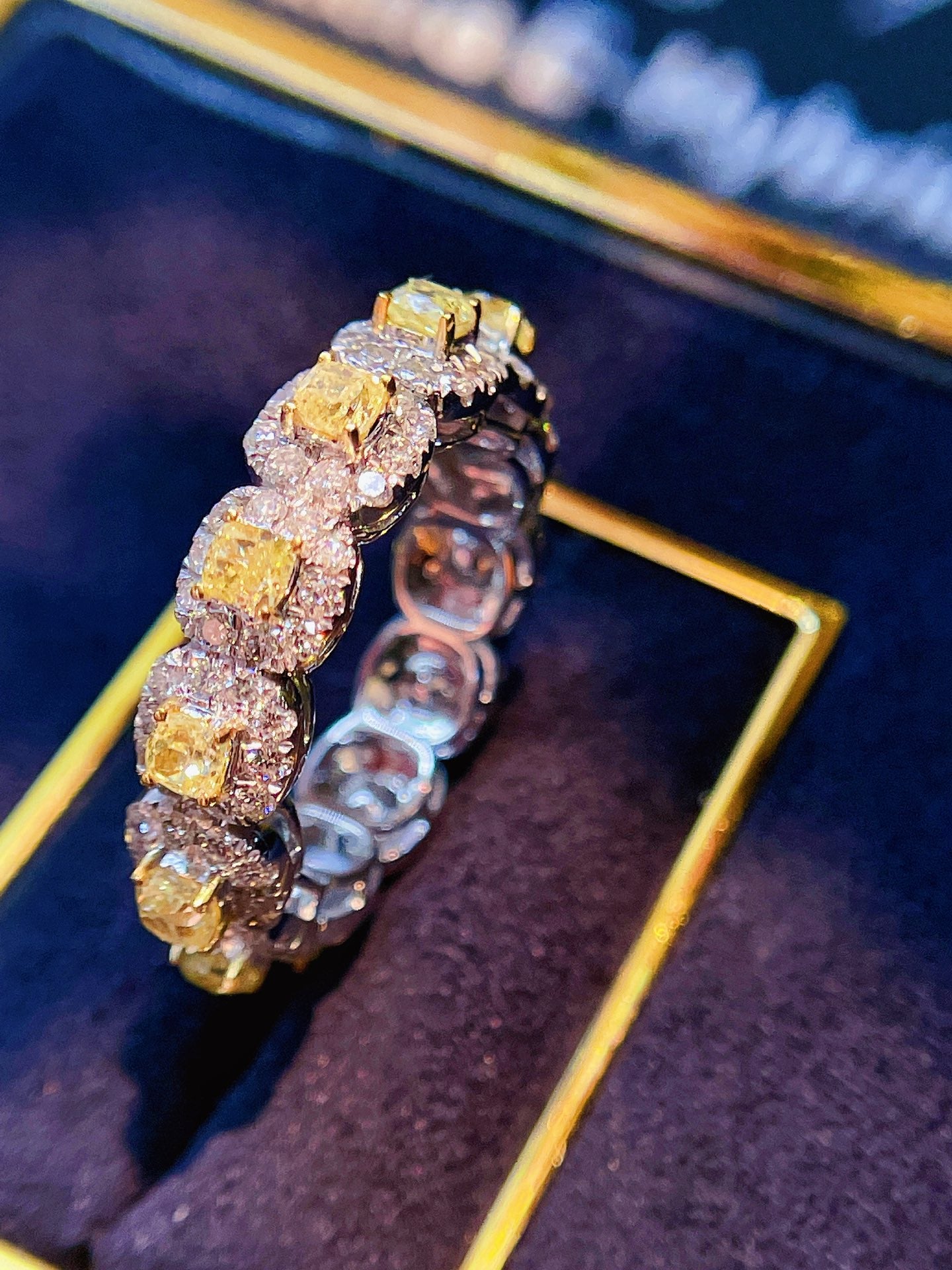 Luxury Natural Yellow Diamond Pave Ring, Classic Design, Bridal Wedding, Anniversary Ring, Gift for Her