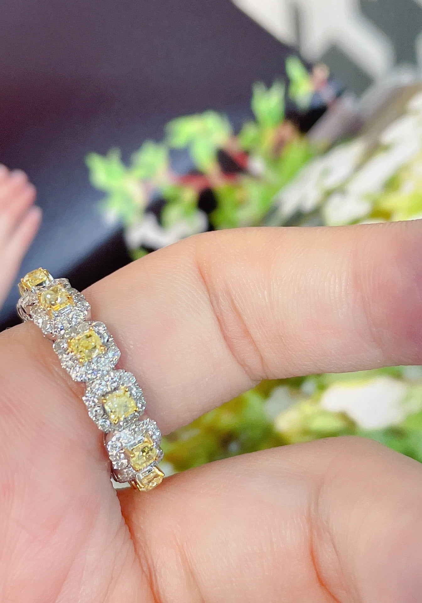 Luxury Natural Yellow Diamond Pave Ring, Classic Design, Bridal Wedding, Anniversary Ring, Gift for Her