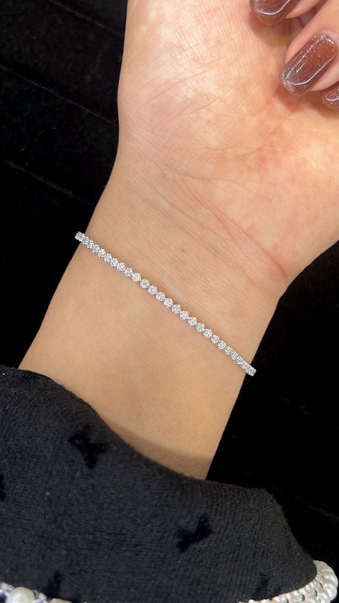 Natural Diamond Bracelet, Classic Tennis Design, 18K Natural Diamond Bracelet, Wedding Bracelet, Anniversary Bracelet, Gift for you