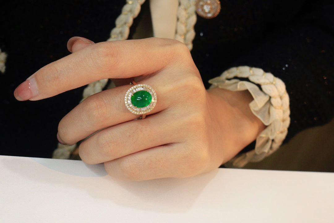 Luxury Natural Emerald Statement Ring, Classic Design, Bridal Ring, Anniversary Ring, Gift for Her