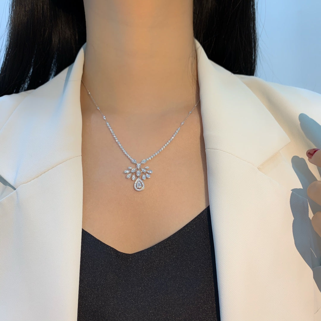 Unique Floral Style Jewelry Set, Natural Diamond Drop Earring, Natural Diamond Necklace, 18K Gold Daily Earrings, Bridal Earring, Anniversary Earring, Gift for Her