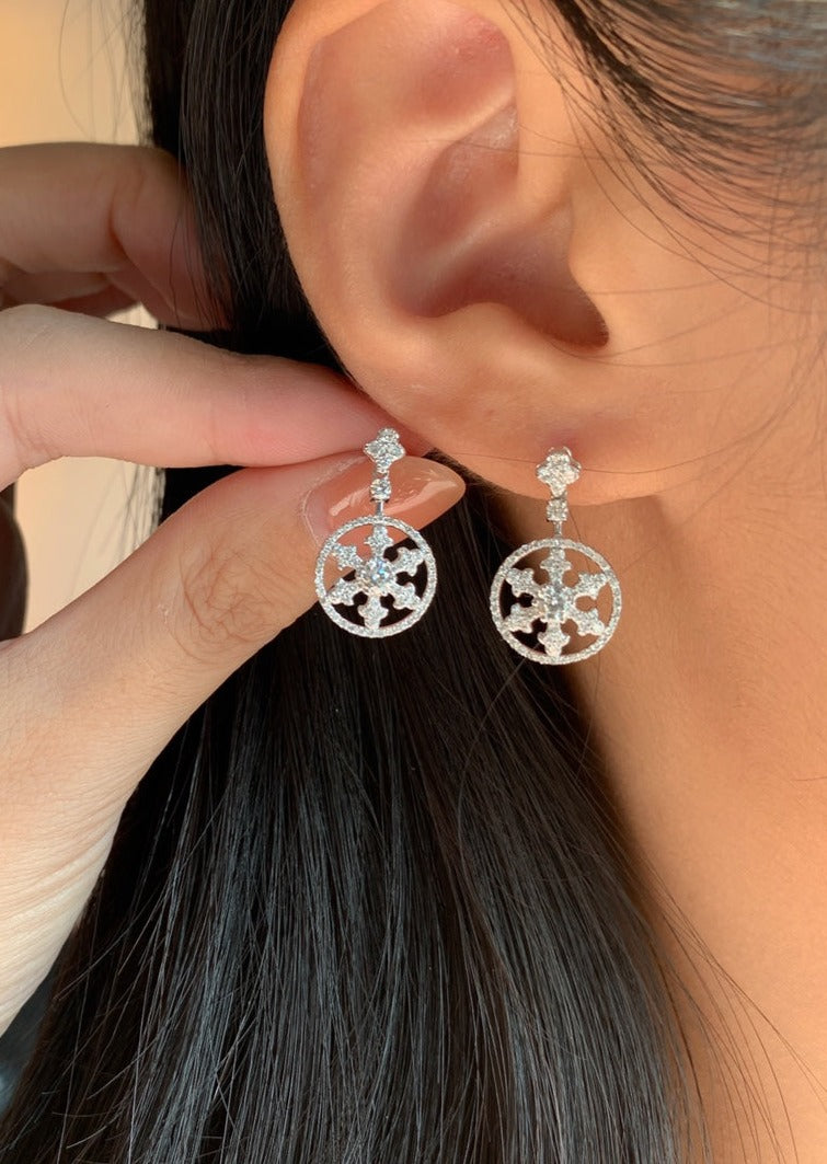 Unique Snowflake Style Jewelry Set, Natural Diamond Drop Earring, Natural Diamond Necklace, Unique Floral Style, 18K Gold Daily Earrings, Bridal Earring, Anniversary Earring, Gift for Her