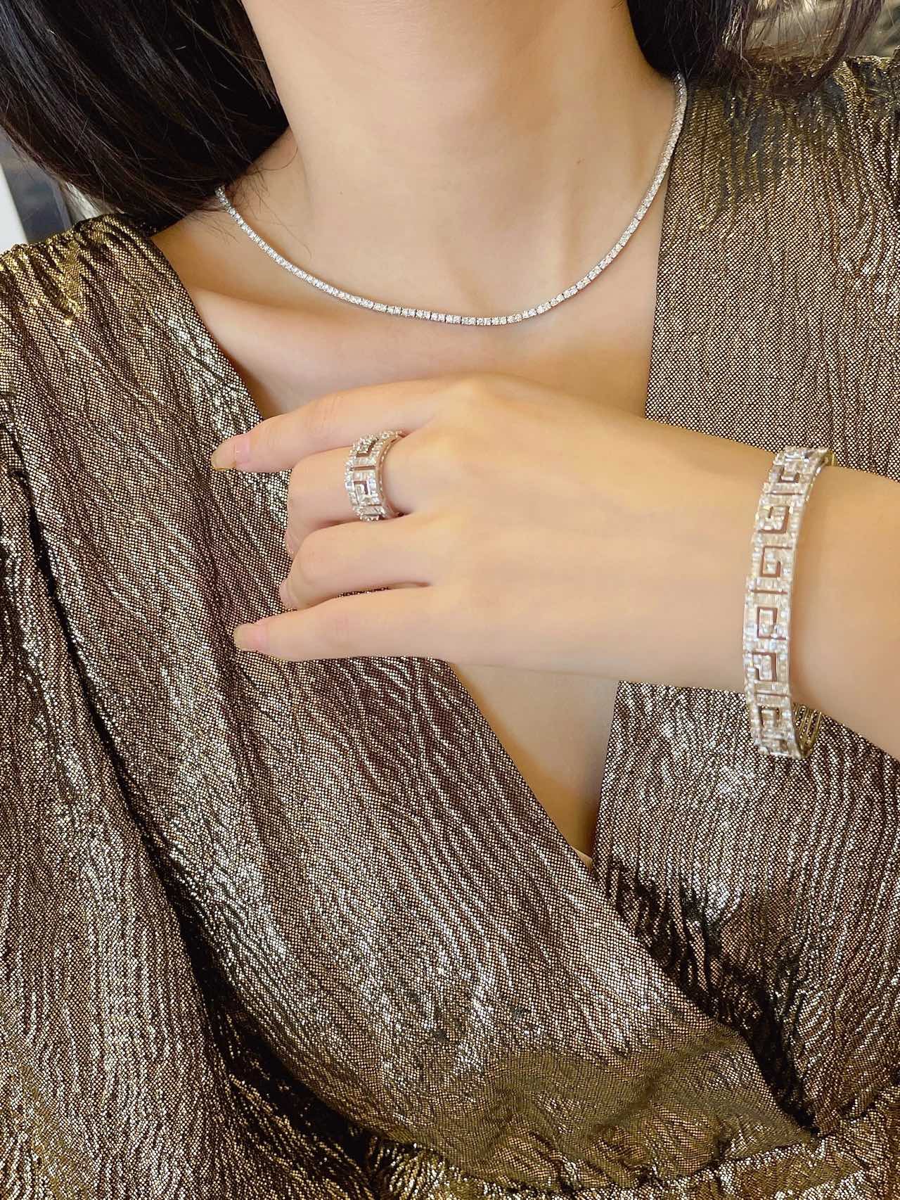 Natural Diamond Jewelry Set, Diamond Earring, Diamond Ring, Diamond Bracelet, Classic Style, 18K Gold Daily Earrings, Bridal Ring, Anniversary Earring, Gift for Her