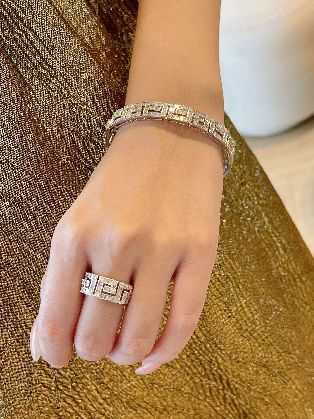 Natural Diamond Jewelry Set, Diamond Earring, Diamond Ring, Diamond Bracelet, Classic Style, 18K Gold Daily Earrings, Bridal Ring, Anniversary Earring, Gift for Her