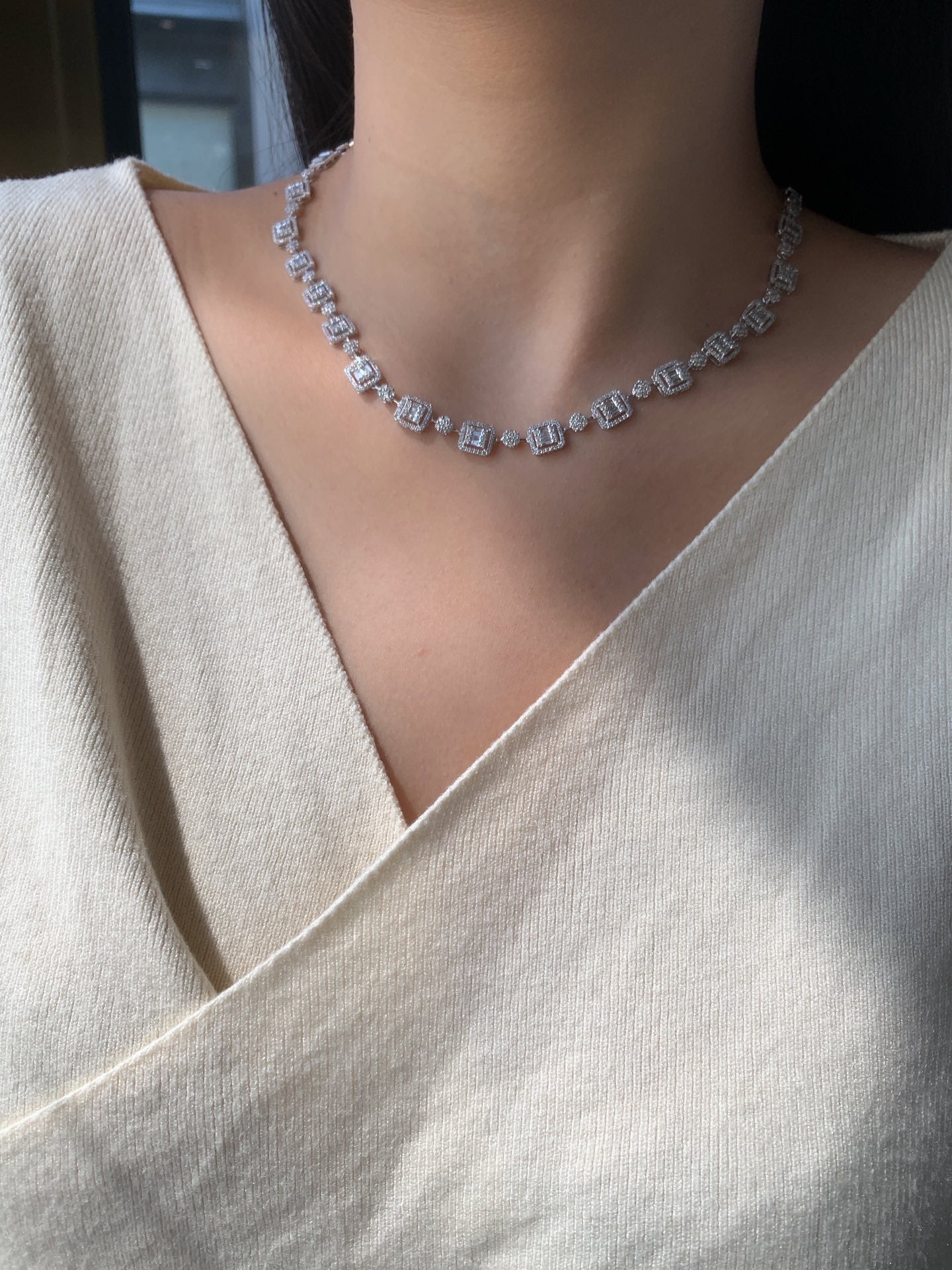 Luxury Diamond Necklace 18K Natural Diamond Necklace 18K Diamond Necklace Necklace Wedding Necklace Anniversary Necklace Gift for you