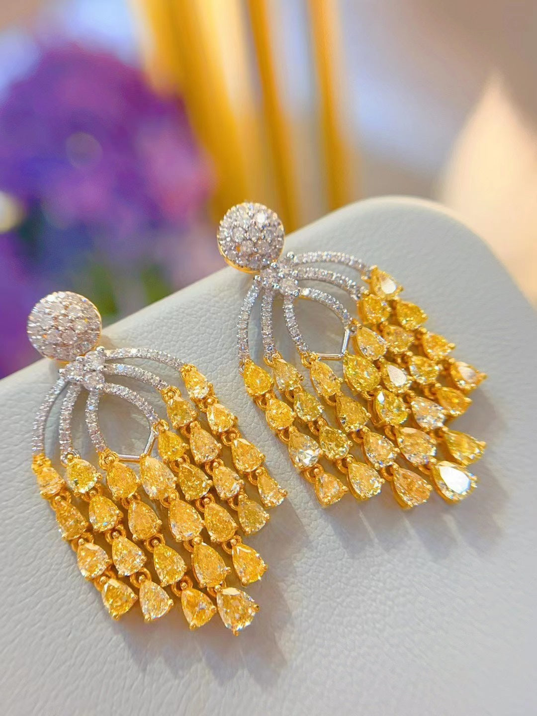 Luxury Natural Yellow Diamond Drop Earring, Unique and Elegant Style, 18K Gold Daily Earrings, Bridal Earring, Anniversary Earring, Gift for Her