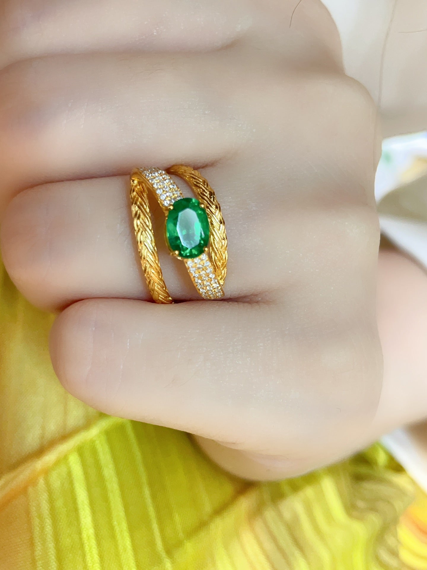 Natural Emerald Statement Ring, Unique Design, Bridal Ring, Anniversary Ring, Gift for Her