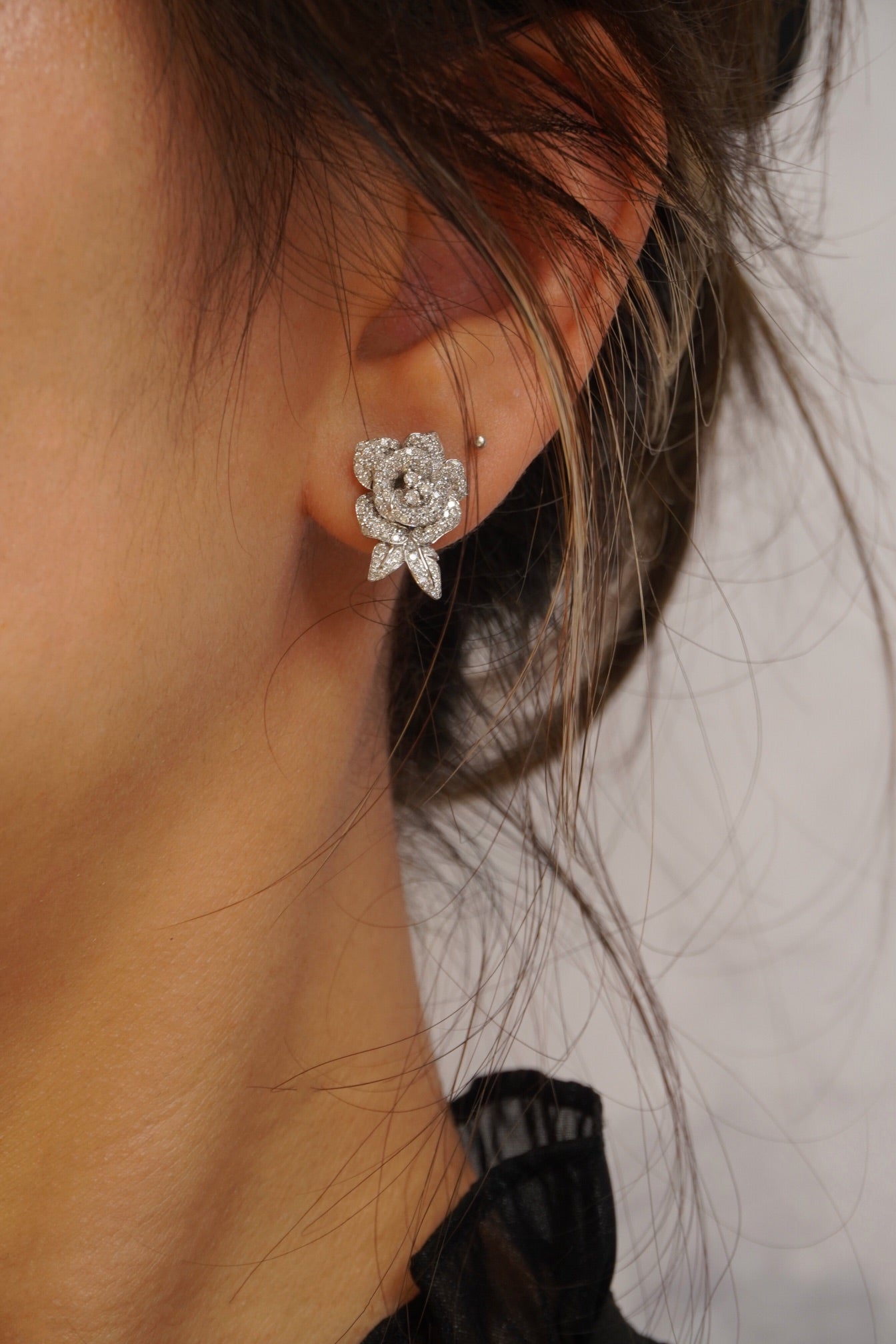 Luxury Natural Diamond Jewelry Set, Diamond Ring and Earrings, Elegant Floral Design, Bridal Wedding, Anniversary Ring, Gift for Her