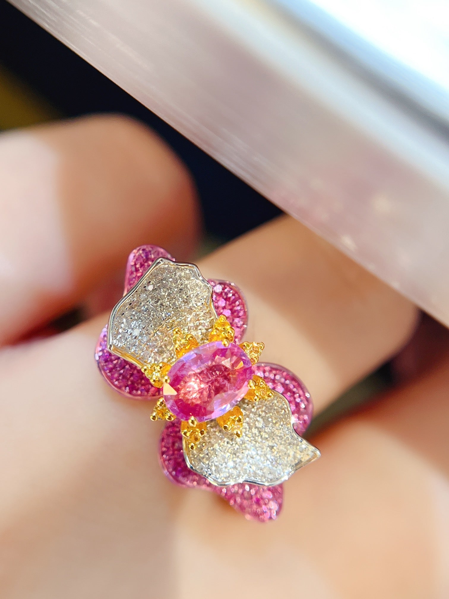 Luxury Natural Pink Sapphire Statement Ring, Unique Design, Bridal Ring, Anniversary Ring, Gift for Her