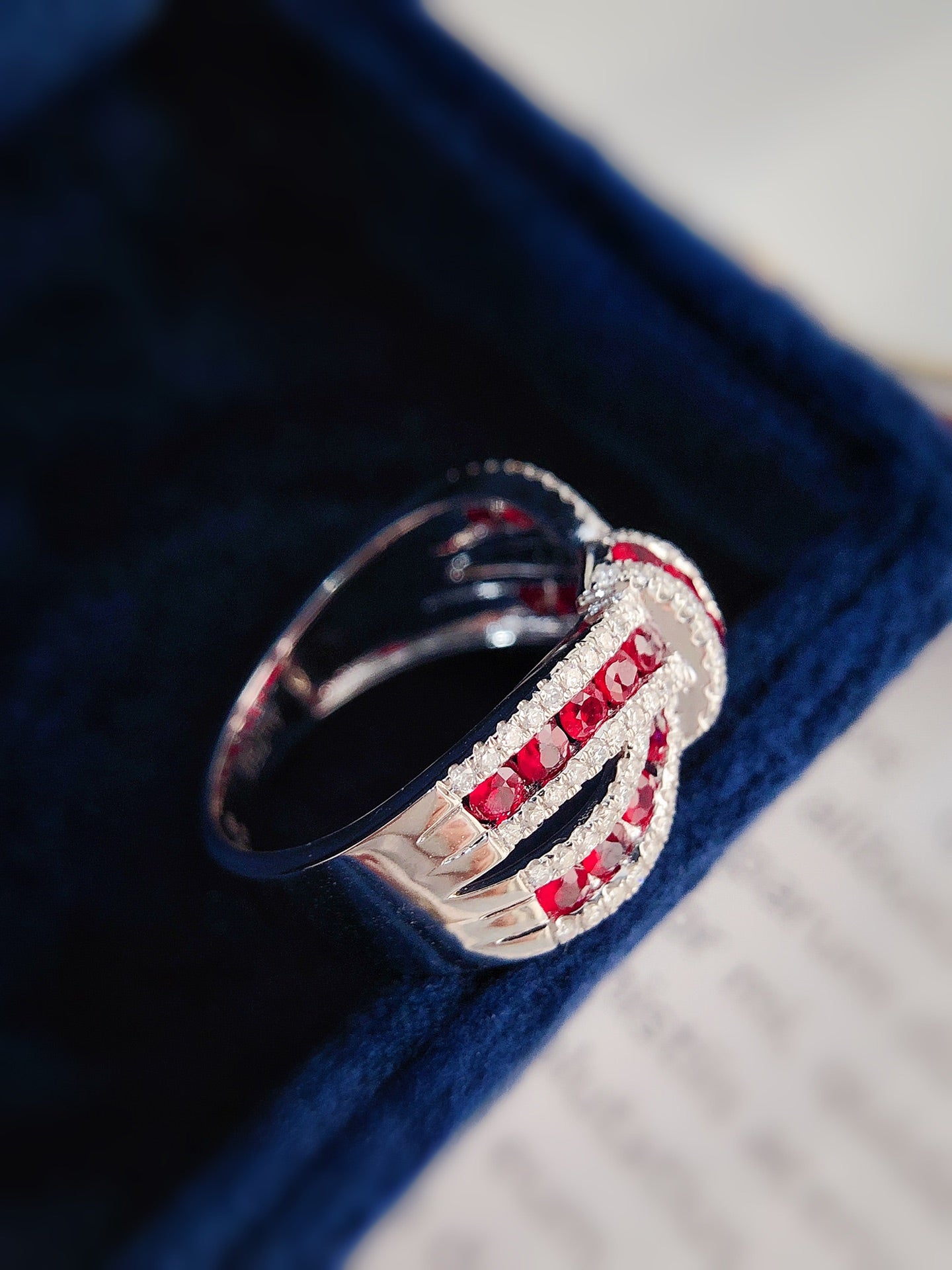Natural Ruby Statement Ring with Diamonds, Unique Bow Tie Design, Bridal Wedding, Anniversary Ring, Gift for Her
