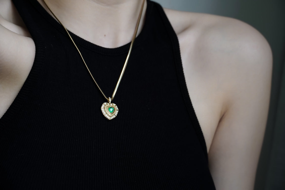 Natural Emerald Pendant, Unique Heart Design, Gift for her