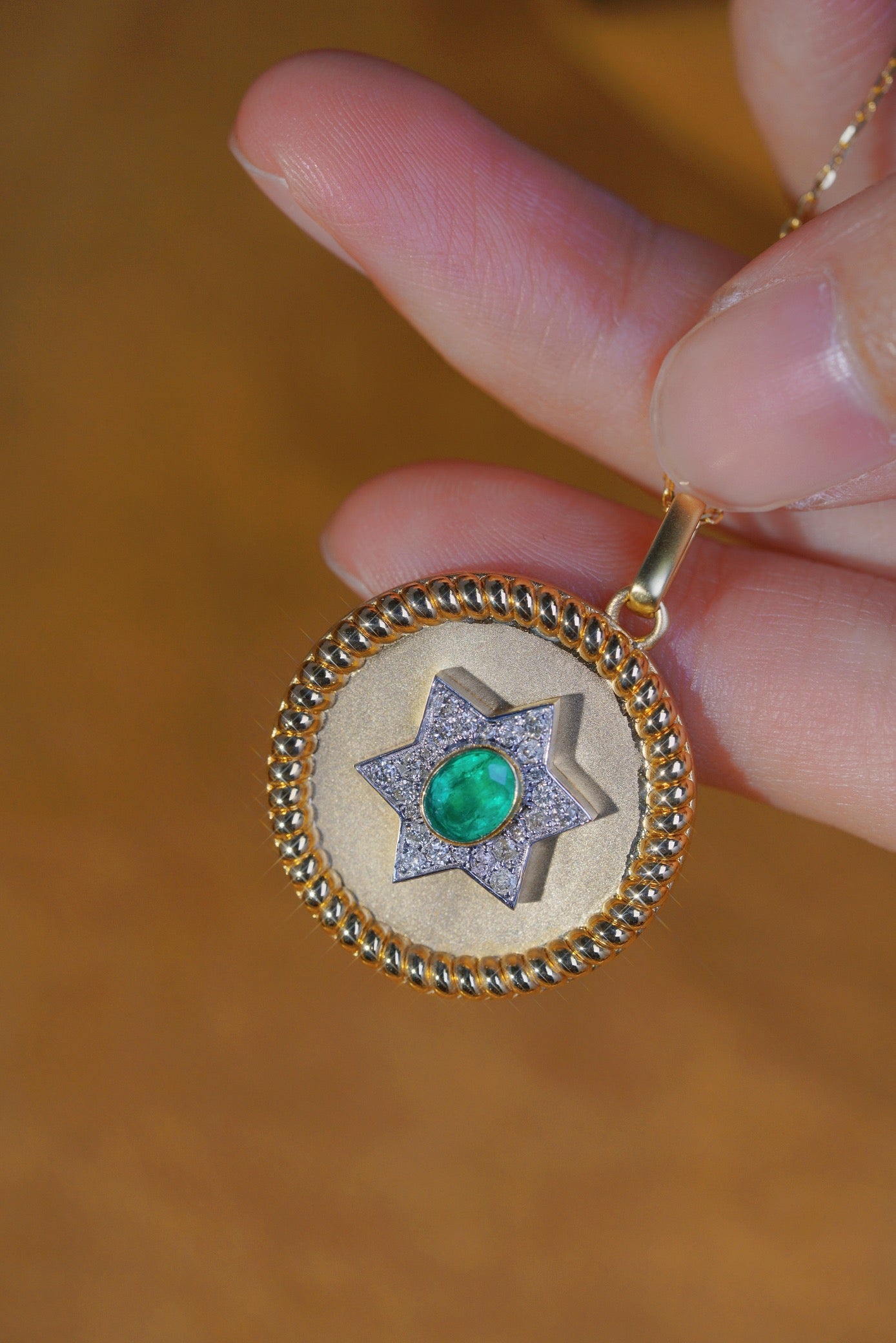 Natural Emerald Pendant, Unique Design, Gift for her