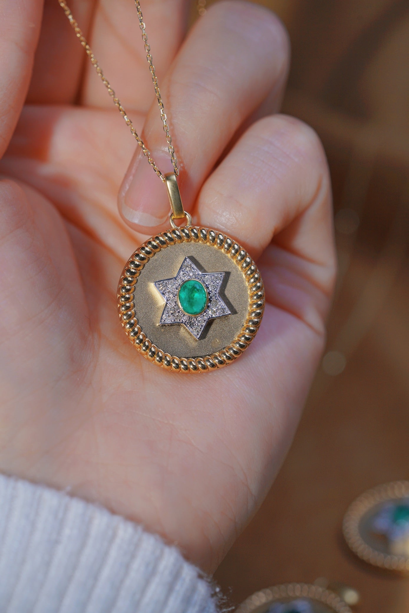 Natural Emerald Pendant, Unique Design, Gift for her