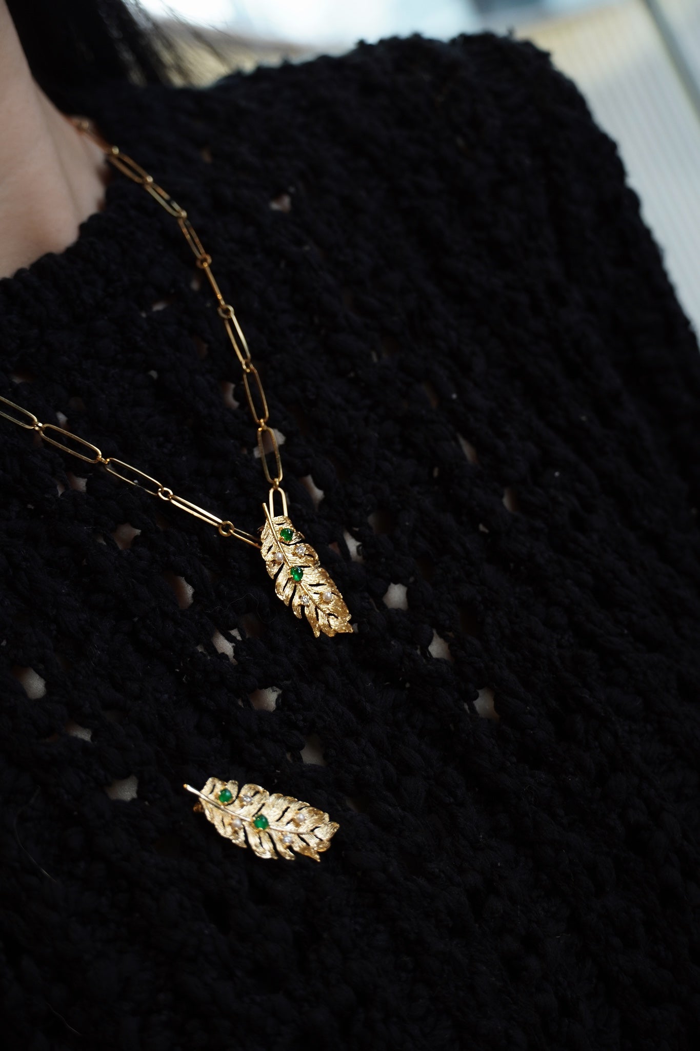 Natural Emerald Pendant and Brooch, Unique Floral Design, Bridal Necklace, Anniversary Necklace, Gift for Her