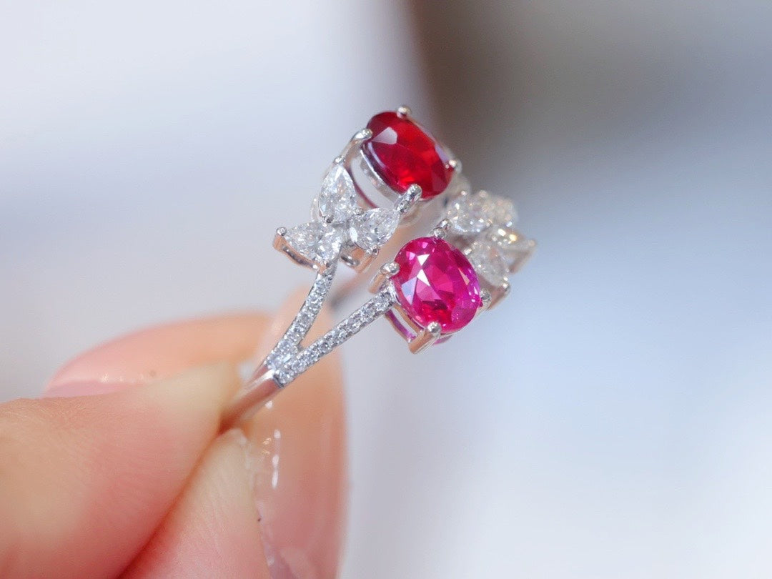 Luxury Natural Unheated Ruby Statement Ring with Diamonds, Unique Design, Bridal Wedding, Anniversary Ring, Gift for Her