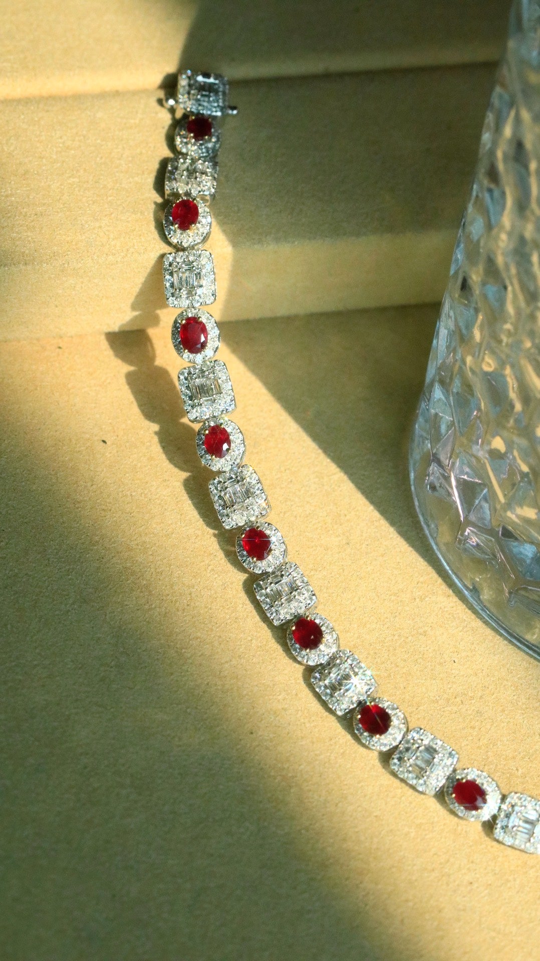 Luxury Natural Ruby Bracelet with Diamonds, Classic Design, 18K Natural Diamond Bracelet, Wedding Bracelet, Anniversary Bracelet, Gift for you