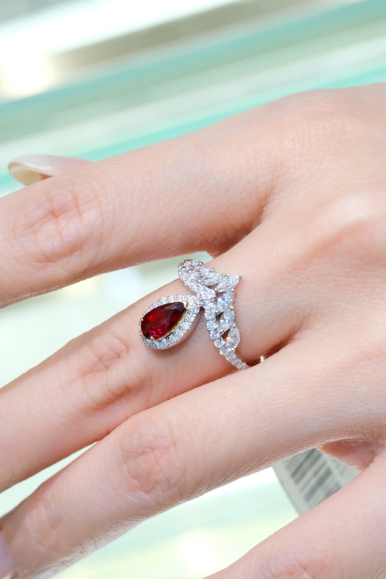 Luxury Natural Unheated Ruby Statement Ring with Diamonds, Classic Design, Bridal Wedding, Anniversary Ring, Gift for Her