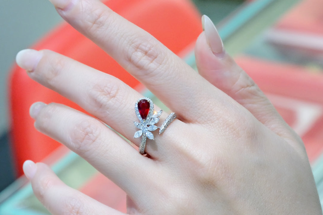 Luxury Natural Unheated Ruby Statement Ring with Diamonds, Unique Elegant Design, Bridal Wedding, Anniversary Ring, Gift for Her