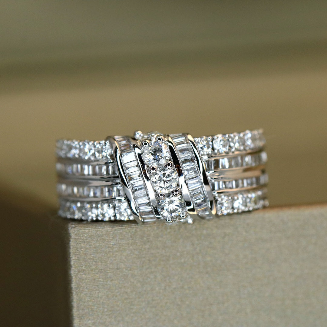 Luxury Natural Diamond Band Ring, Classic Design, Bridal Wedding, Anniversary Ring, Gift for Her