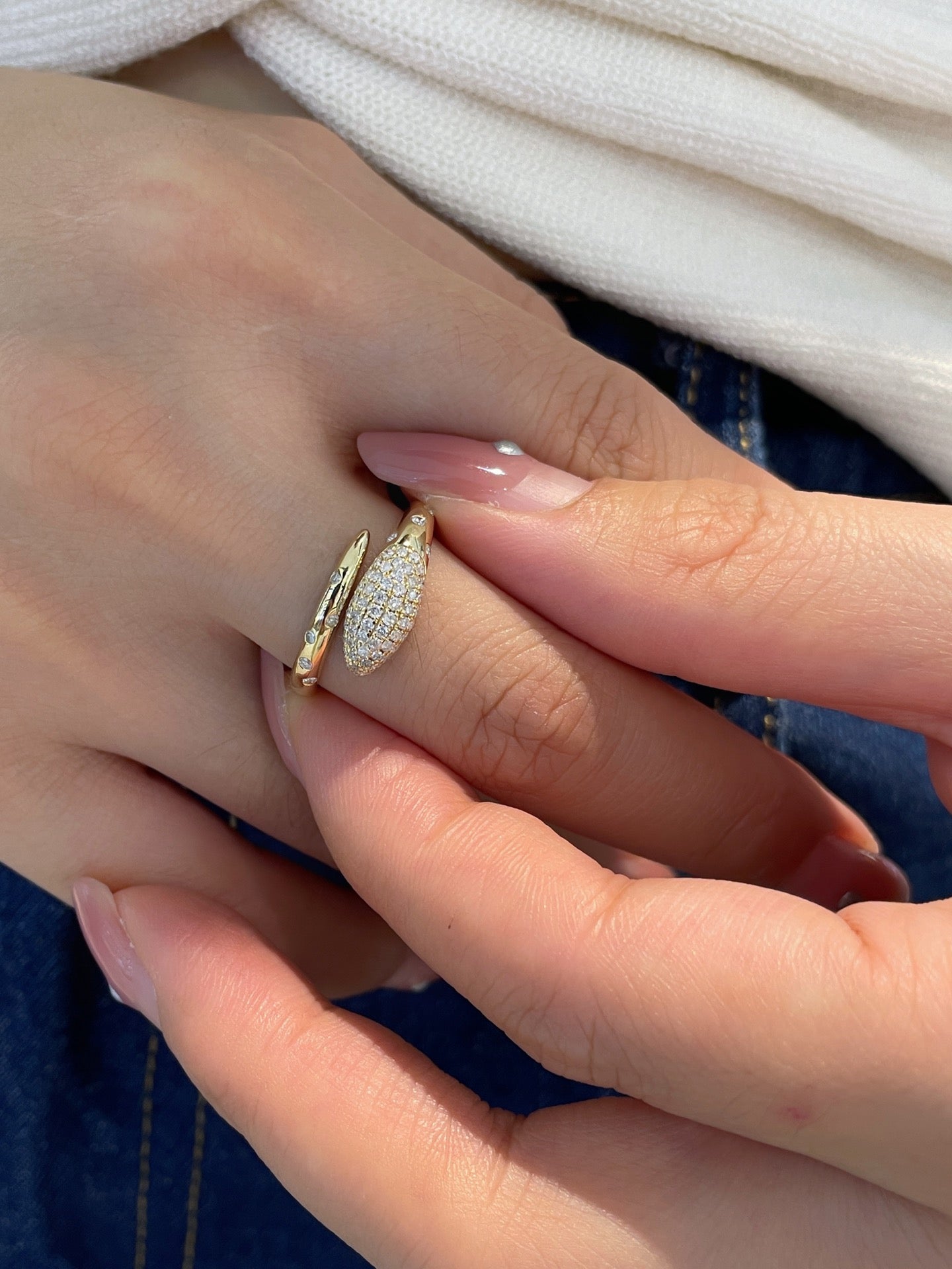 Natural Diamond Pave Ring, Unique Snake Design, Bridal Wedding, Anniversary Ring, Gift for Her