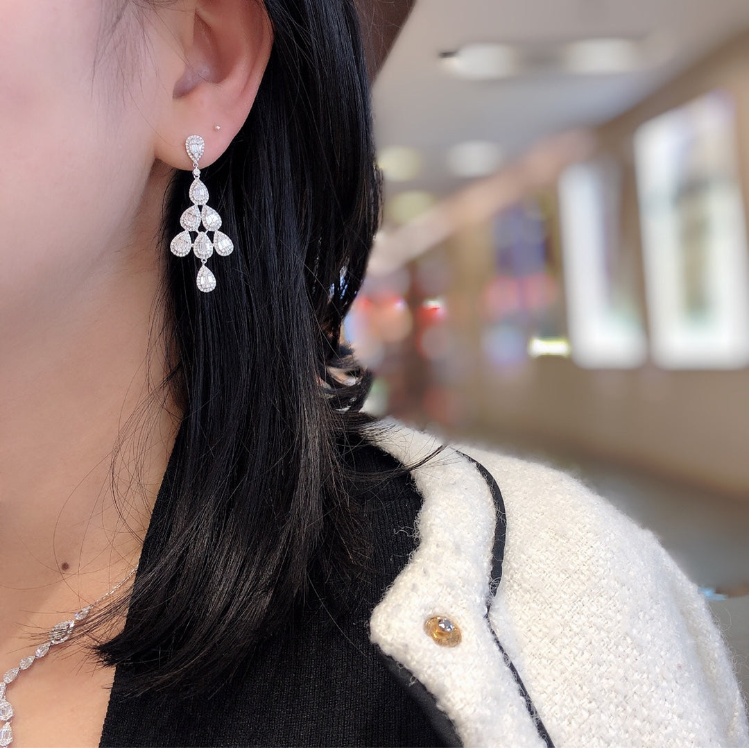 Luxury Diamond Jewelry Set, Natural Diamond Drop Earring, Natural Diamond Necklace, 18K Gold Daily Earrings, Bridal Earring, Anniversary Earring, Gift for Her