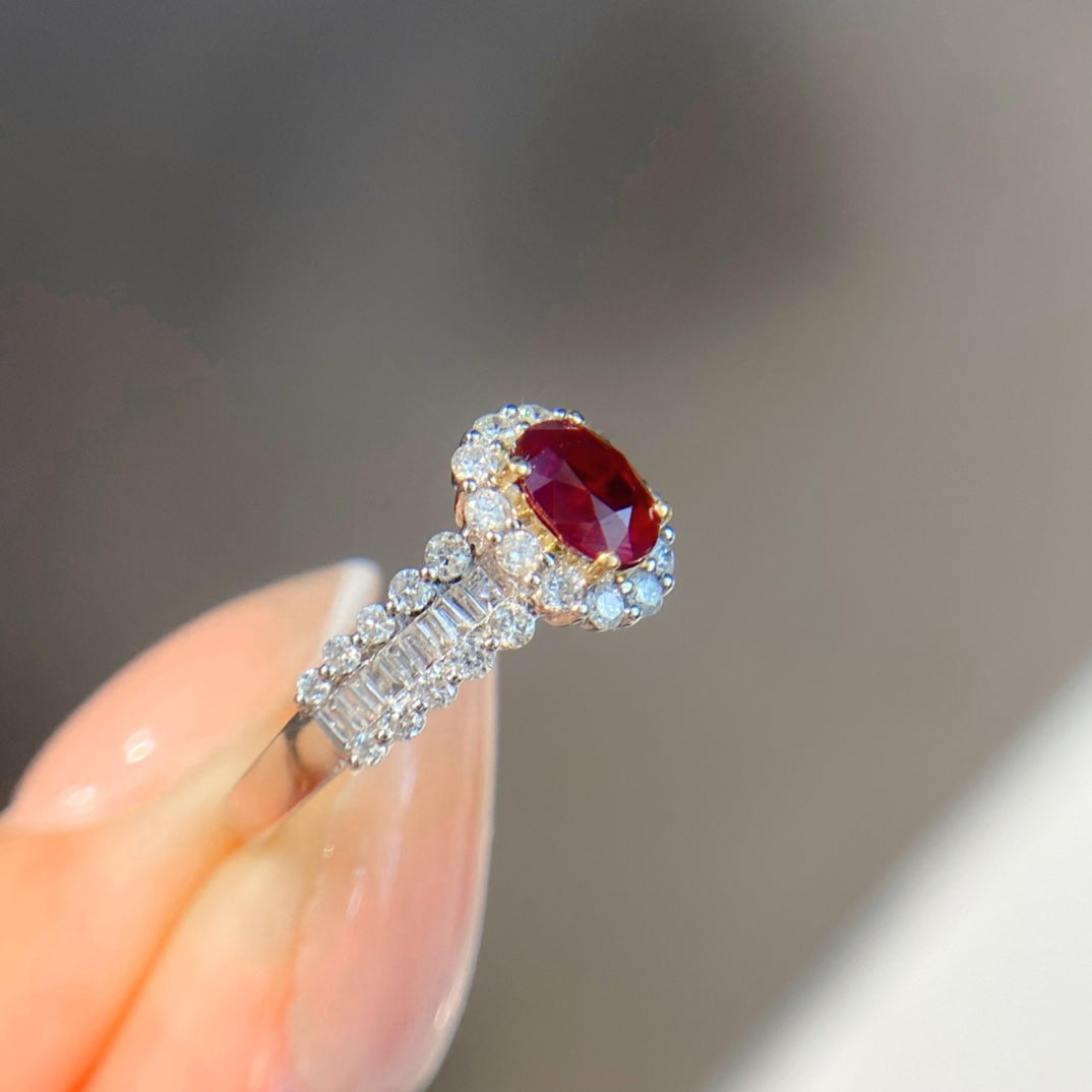 Luxury Natural Unheated Ruby Statement Ring with Diamonds, Classic Design, Bridal Wedding, Anniversary Ring, Gift for Her