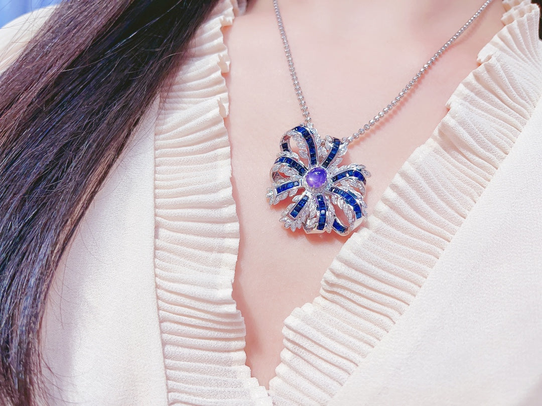 Luxury Natural Purple Star Sapphire Statement Ring with Diamonds, Unique Design, Bridal Ring, Anniversary Ring, Gift for Her