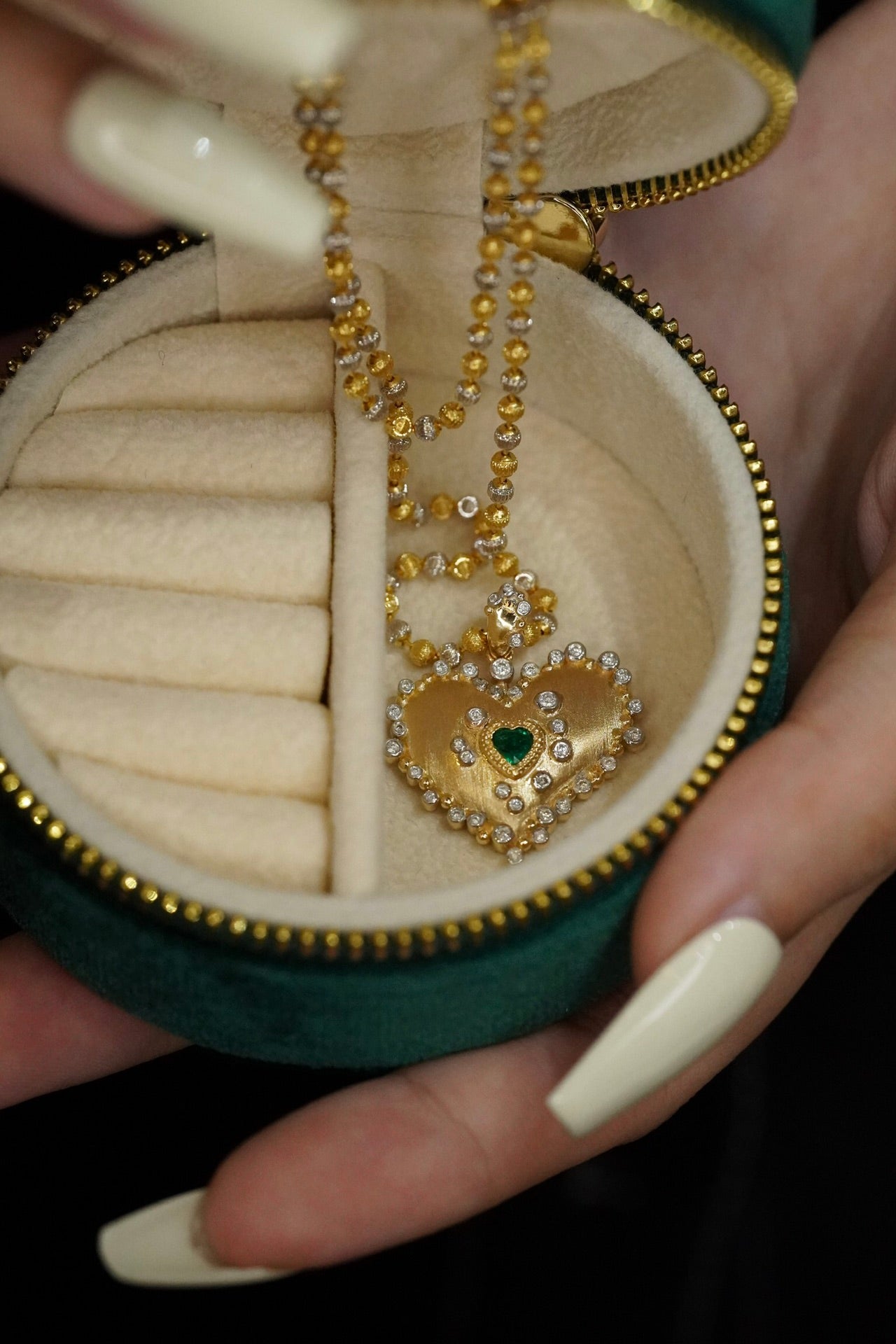 Natural Emerald Pendant, Unique Heart Design, Bridal Necklace, Anniversary Necklace, Gift for Her