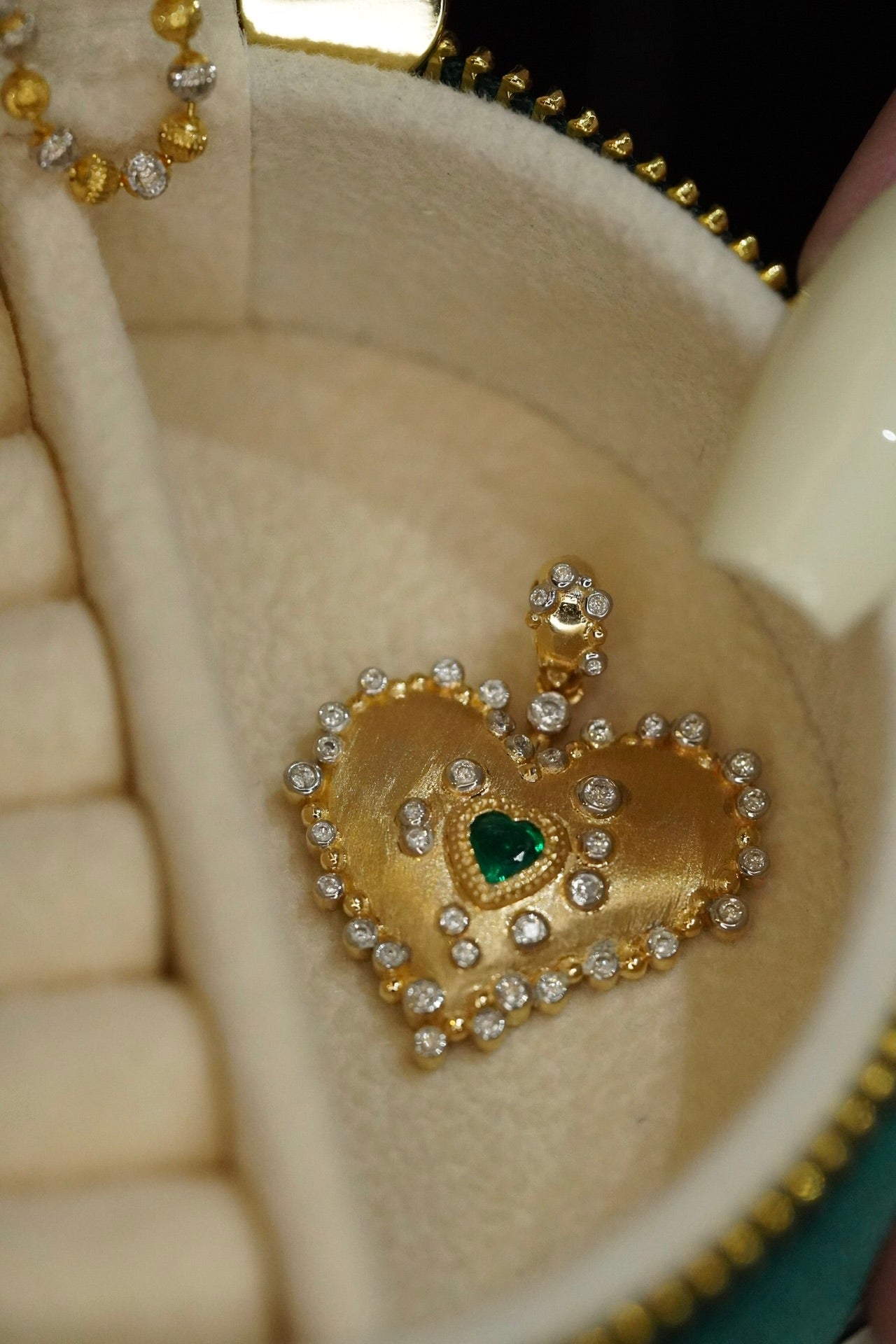 Natural Emerald Pendant, Unique Heart Design, Bridal Necklace, Anniversary Necklace, Gift for Her