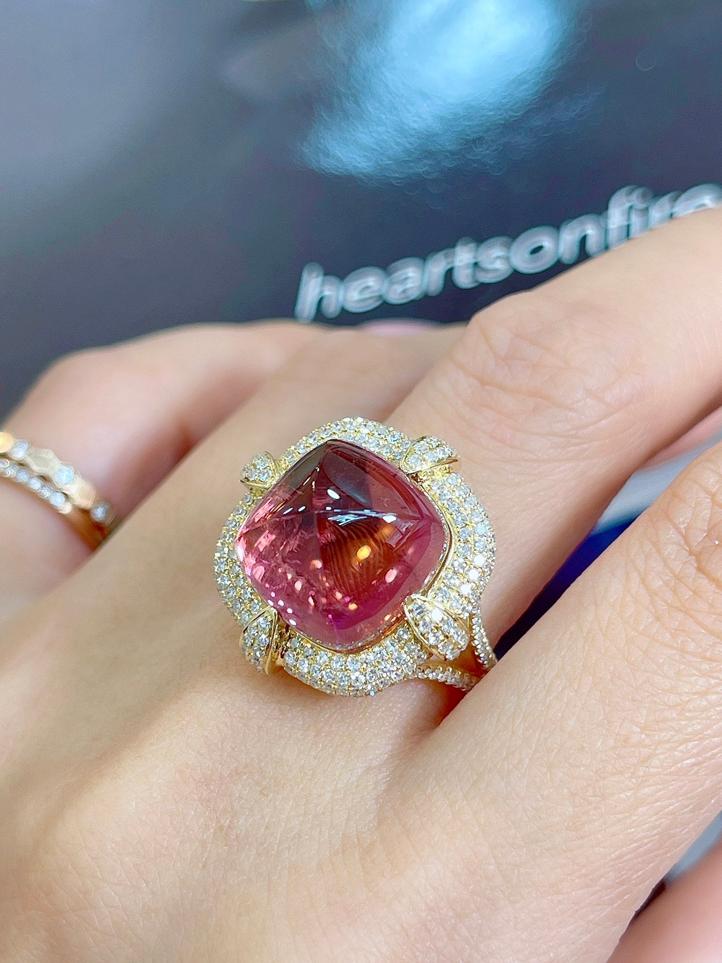 Luxury Peach Orange Tourmaline Statement Ring, Vintage Design, Bridal Ring, Anniversary Ring