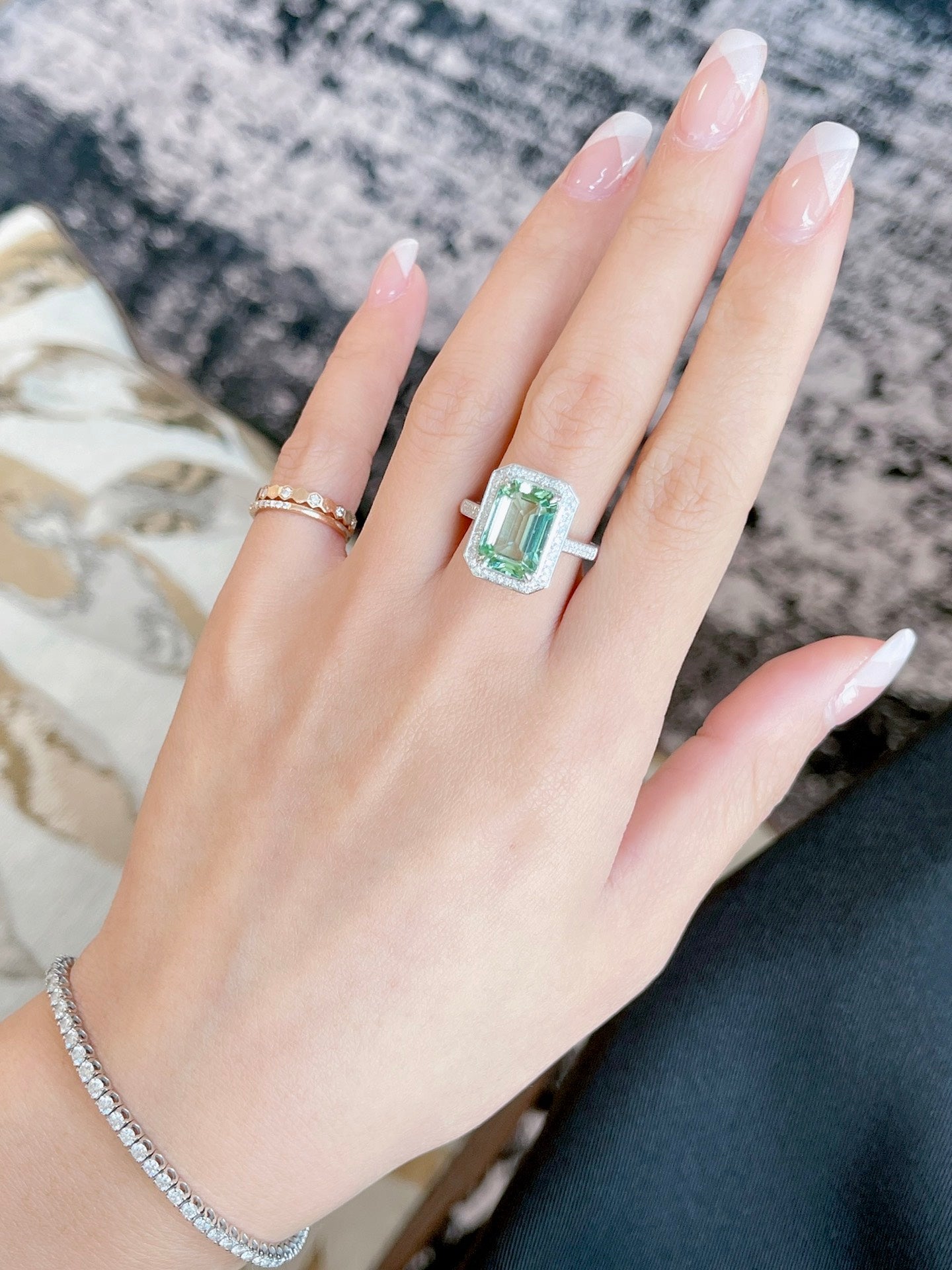 Luxury Mint Green Tourmaline Statement Ring, Classic Design, Bridal Ring, Anniversary Ring, Gift for Her