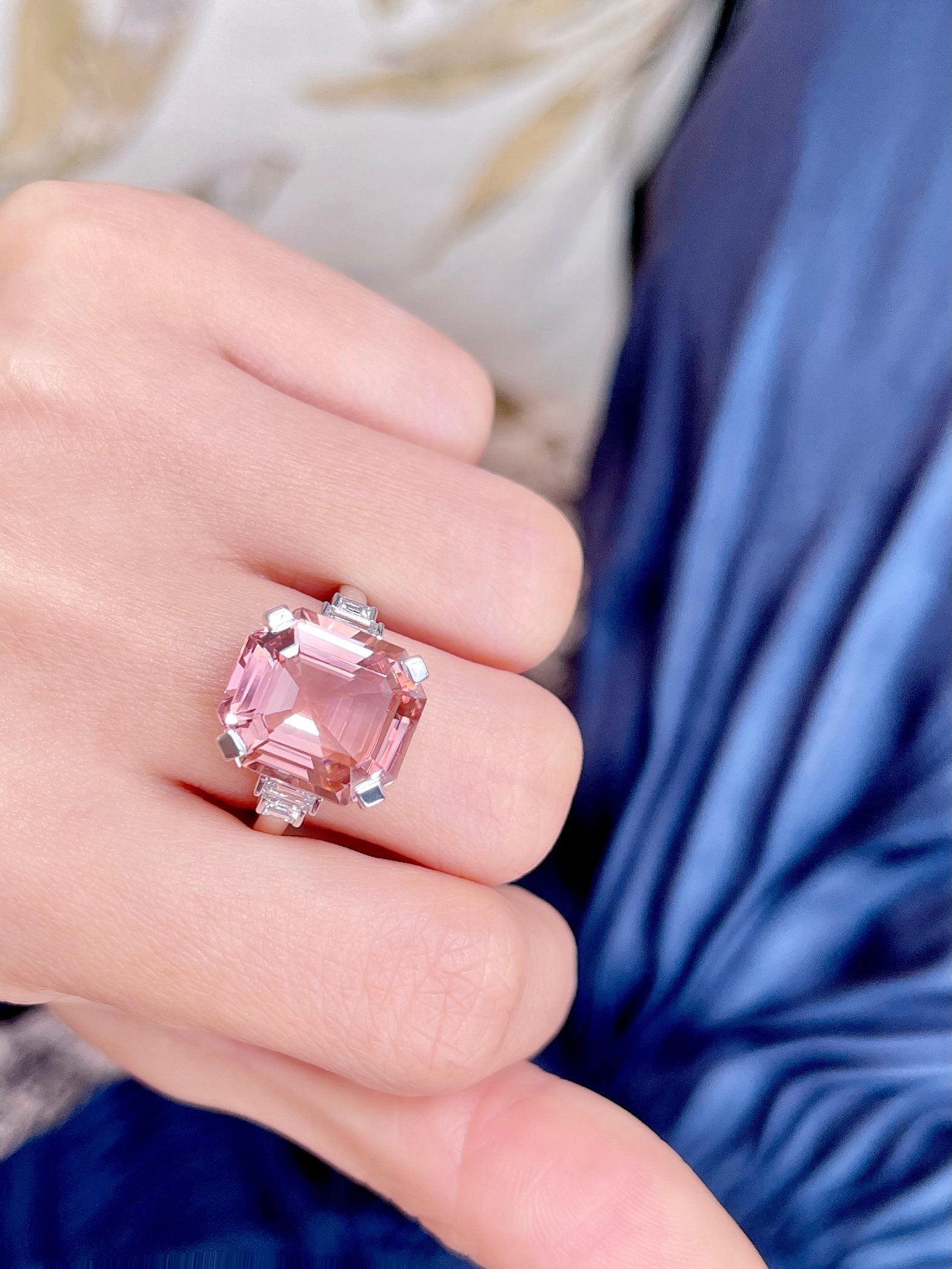 Luxury Orange Pink Tourmaline Statement Ring, Classic Design, Bridal Ring, Anniversary Ring, Gift for Her