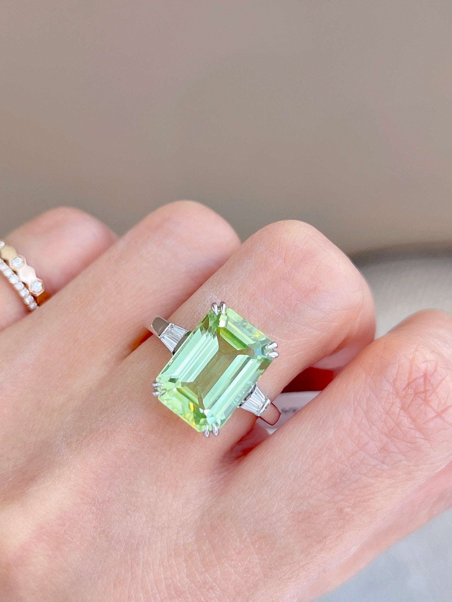 Luxury Light Green Tourmaline Statement Ring, Classic Design, Bridal Ring, Anniversary Ring, Gift for Her