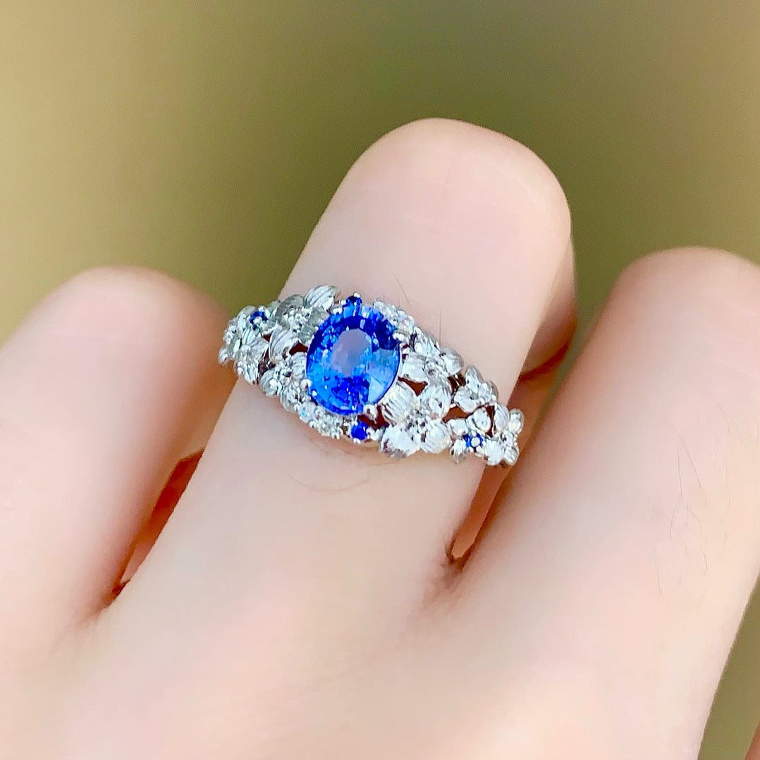 Natural Sapphire Statement Ring, Classic Design, Bridal Ring, Anniversary Ring, Gift for Her