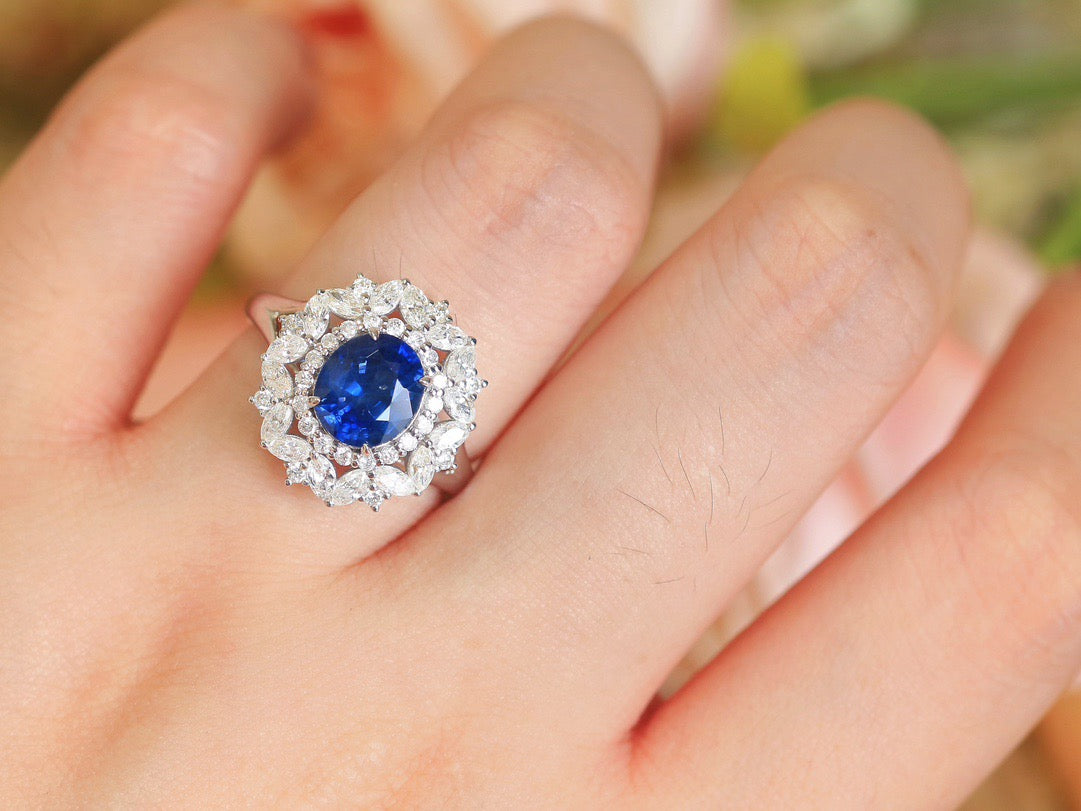 Luxury Natural Sapphire Statement Ring, Classic Design, Bridal Ring, Anniversary Ring, Gift for Her